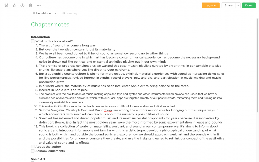 Evernote for writing